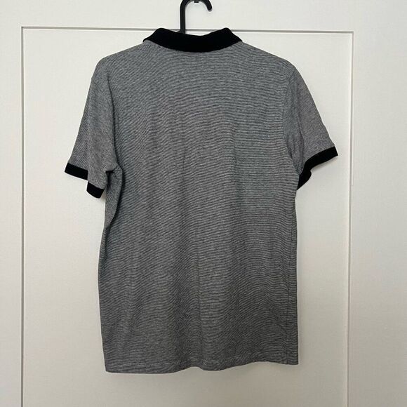 H&M Mens Polo Shirt Size Small Striped Short Sleeves Collared Button Black White - Picture 6 of 10
